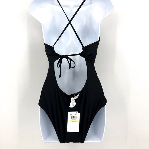 BECCA Standard Color Code Plunge Neck One Piece Swimsuit Medium Black NWT - Picture 8 of 13